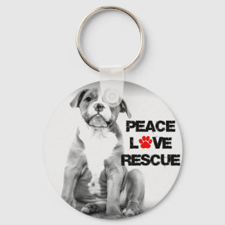 Peace Love Rescue Dog Key Ring