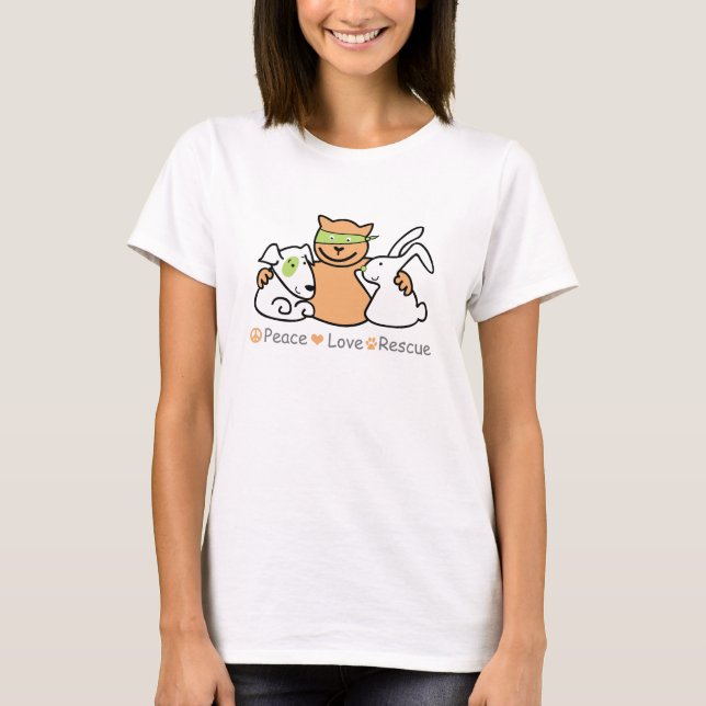 peace love rescue T-Shirt (Front)