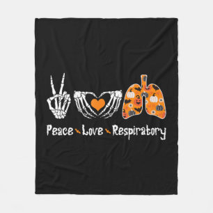 Peace Love Respiratory Therapist Skeleton Fun Hall Fleece Blanket
