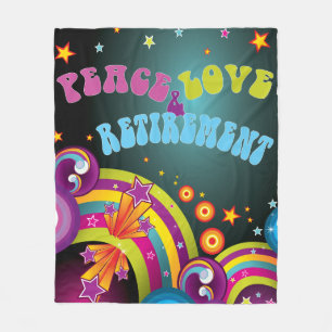 Peace Love & Retirement retro 70s art  Fleece Blanket