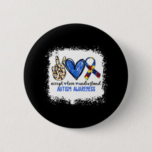Peace Love Ribbon Autism Awareness Accept Love Und 6 Cm Round Badge