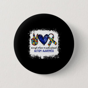 Peace Love Ribbon Autism Awareness Accept Love Und 6 Cm Round Badge