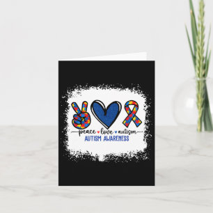 Peace Love Ribbon Autism Awareness Accept Love Und Card