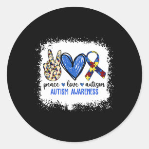 Peace Love Ribbon Autism Awareness Accept Love Und Classic Round Sticker