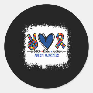 Peace Love Ribbon Autism Awareness Accept Love Und Classic Round Sticker