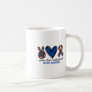 Peace Love Ribbon Autism Awareness Accept Love Und Coffee Mug