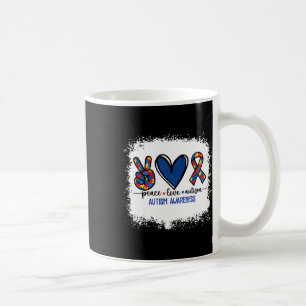 Peace Love Ribbon Autism Awareness Accept Love Und Coffee Mug