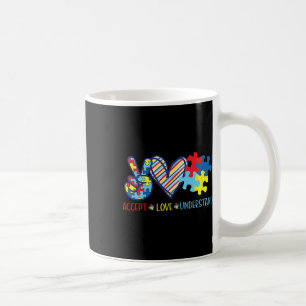 Peace Love Ribbon Autism Awareness Accept Love Und Coffee Mug
