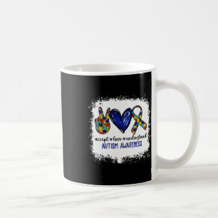 Peace Love Ribbon Autism Awareness Accept Love Und Coffee Mug