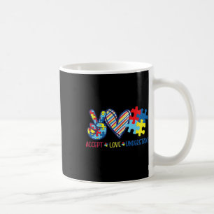 Peace Love Ribbon Autism Awareness Accept Love Und Coffee Mug