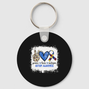 Peace Love Ribbon Autism Awareness Accept Love Und Key Ring