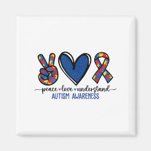 Peace Love Ribbon Autism Awareness Accept Love Und Magnet