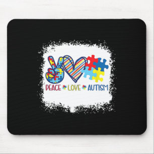 Peace Love Ribbon Autism Awareness Accept Love Und Mouse Pad