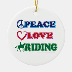 Peace Love Riding Ceramic Tree Decoration