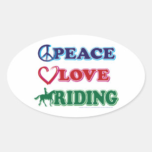Peace Love Riding Oval Sticker