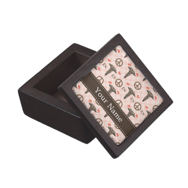 Peace Love RN Nurse Caduceus Gift Box (Opened)