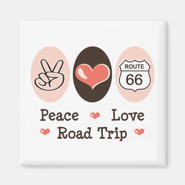 Peace Love Road Trip Route 66 Magnet (Front)