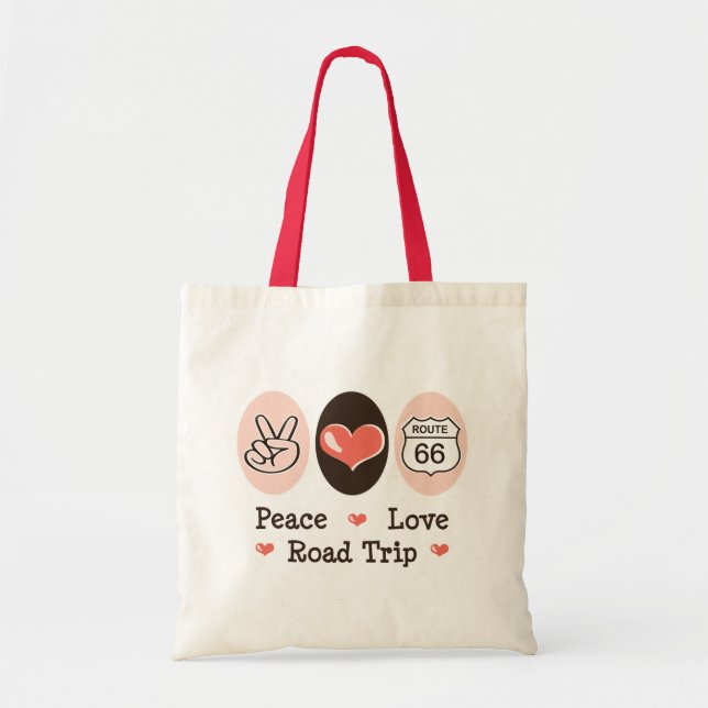 Peace Love Road Trip Route 66 Tote Bag (Front)
