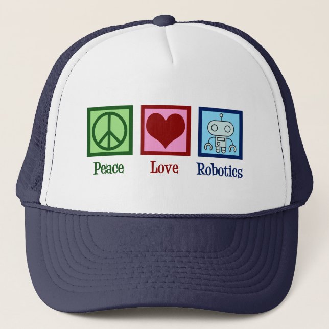 Peace Love Robotics Trucker Hat (Front)
