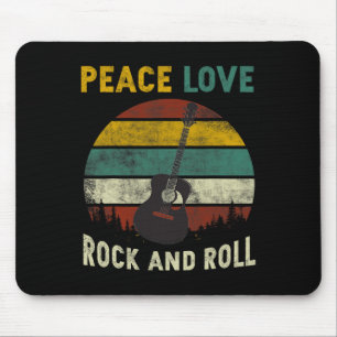 Peace Love Rock & Roll Guitar Player Guitarist Mouse Pad