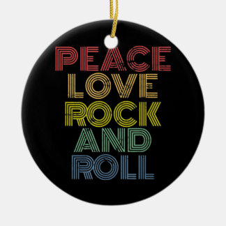 Peace Love Rock And Roll Ceramic Ornament
