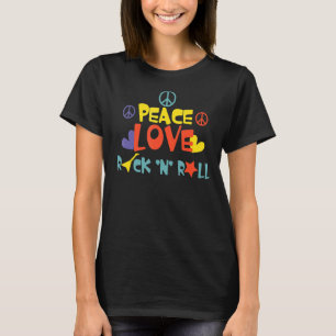 Peace Love Rock And Roll Guitar Retro Vintage T-Shirt