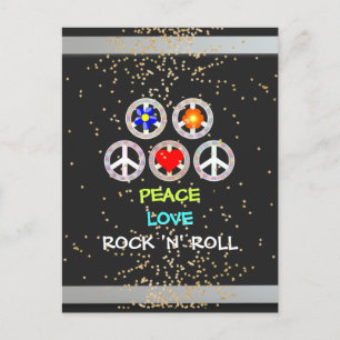 Peace, Love, Rock and Roll Postcard