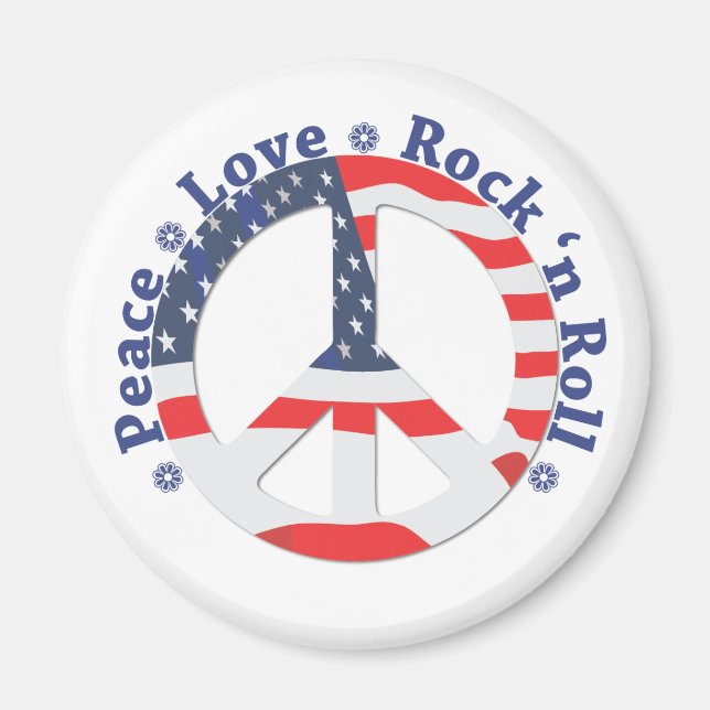 Peace, Love, Rock n Roll Magnet (Front)