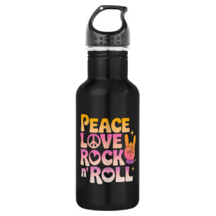 Peace Love Rock n Roll - Music-Inspired Typography 532 Ml Water Bottle