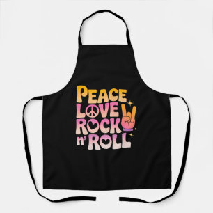 Peace Love Rock n Roll - Music-Inspired Typography Apron