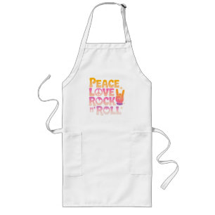 Peace Love Rock n Roll - Music-Inspired Typography Long Apron