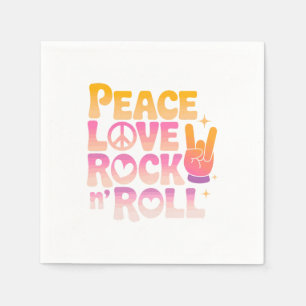 Peace Love Rock n Roll - Music-Inspired Typography Napkin