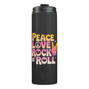 Peace Love Rock n Roll - Music-Inspired Typography Thermal Tumbler