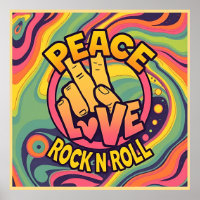 Peace, Love, Rock n Roll Poster