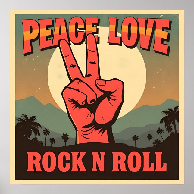 Peace, Love, Rock n Roll Poster (Front)