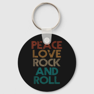 Peace Love Rock N Roll Tee Vintage Band Rock Conce Key Ring