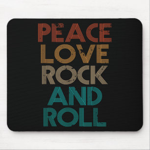Peace Love Rock N Roll Tee Vintage Band Rock Conce Mouse Pad