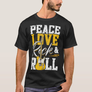 Peace Love Rock & Roll  Electronic Rock Guitar  T-Shirt