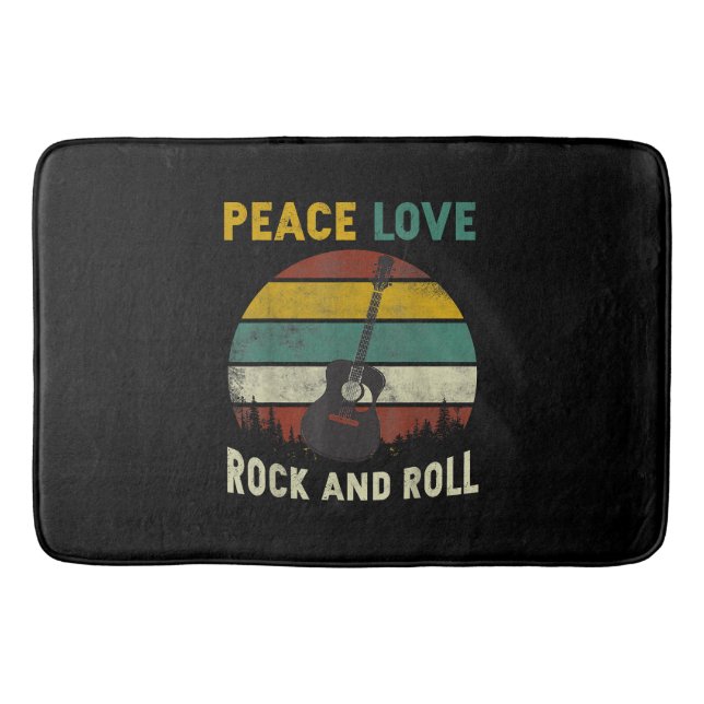 Peace Love & Rock & Roll Guitar Player Guitarist V Bath Mat (Front)