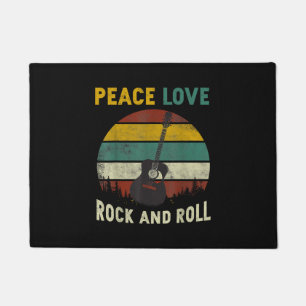 Peace Love & Rock & Roll Guitar Player Guitarist V Doormat