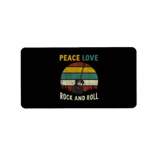 Peace Love & Rock & Roll Guitar Player Guitarist V Label