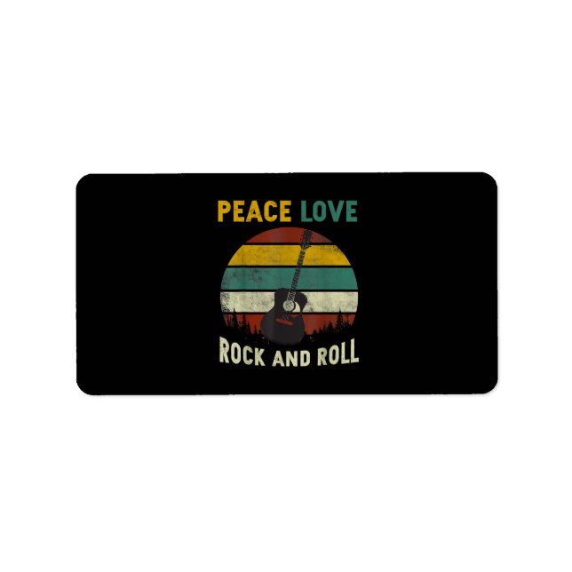 Peace Love & Rock & Roll Guitar Player Guitarist V Label (Front)