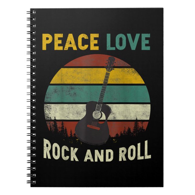 Peace Love & Rock & Roll Guitar Player Guitarist V Notebook (Front)