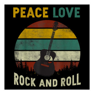 Peace Love & Rock & Roll Guitar Player Guitarist V Poster