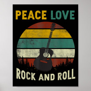 Peace Love & Rock & Roll Guitar Player Guitarist V Poster