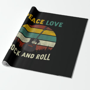 Peace Love & Rock & Roll Guitar Player Guitarist V Wrapping Paper