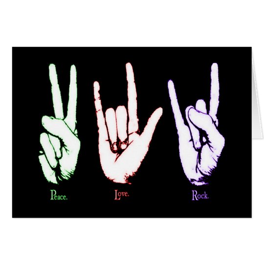 Peace Love Rock Sign Language Greeting Card