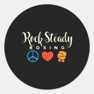 Peace Love Rock Steady Boxing Parkinson's Classic Round Sticker