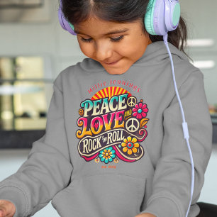 Peace Love RocknRoll Retro 70s Vintage Psychedelic