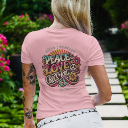 Peace Love RocknRoll Retro 70s Vintage Psychedelic T-Shirt